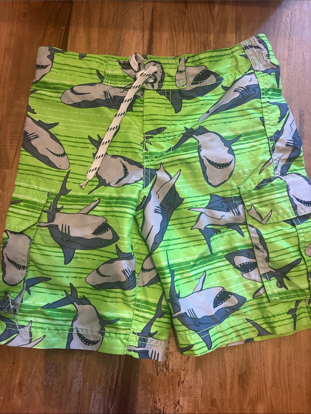 Place Kids Green Shark Print Swim Trunks